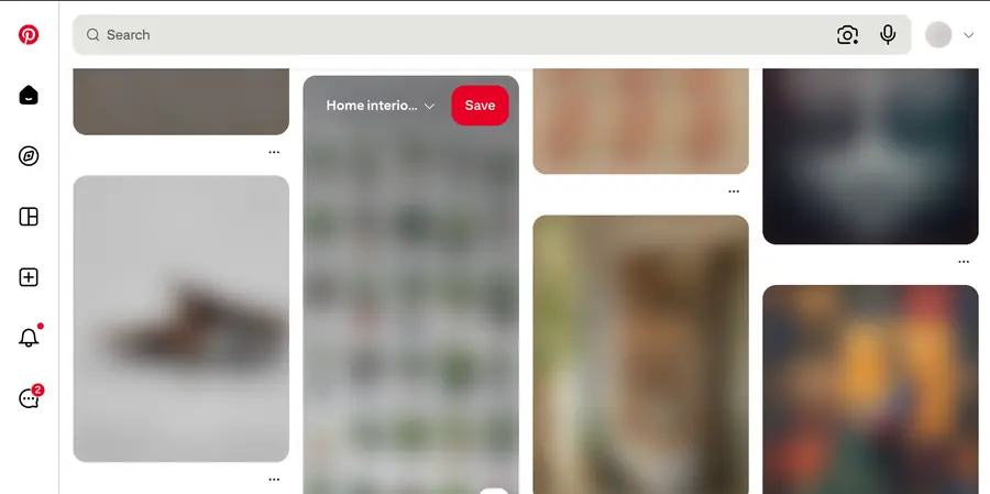 Content site with blur: thumbnails and headlines obscured to reduce pull