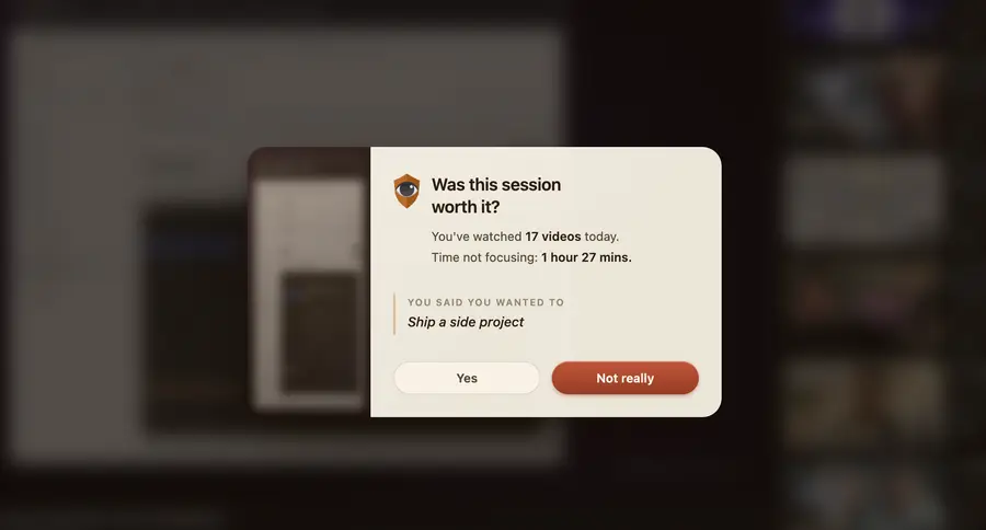 Intent replay: the same sentence shown back inside the regret dialog hours later