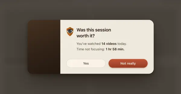 Regret dialog: overlay asking 'Did you mean to be here?' with the user's intent replayed